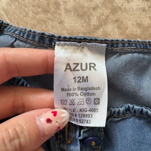 Blue Ruffled Buttoned Sundress with Flutter Cap Sleeves - Picture 3 of 3